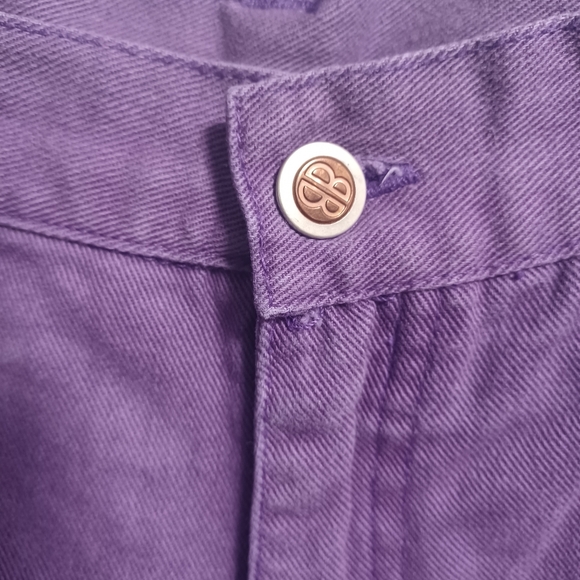 90s Denim High Waist Dark Purple Cuffed Shorts - Picture 2 of 12